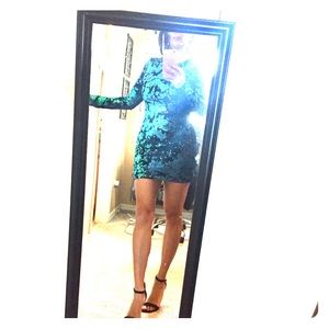 Blue sequins mini dress